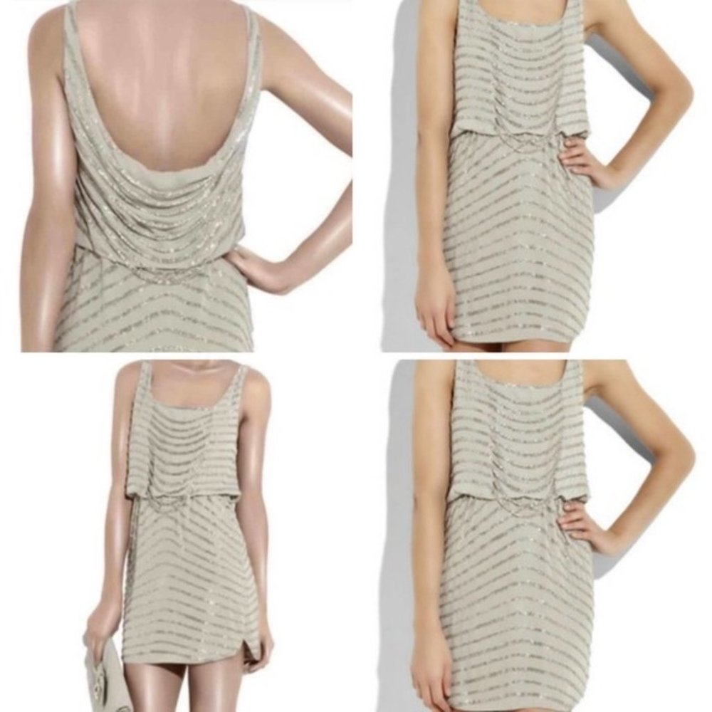 Alice + Olivia Gabby beaded silk mini dress size 2
